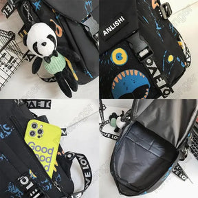 Mochila Escolar Arte Grafite Anlishi + Ursinho de Brinde7