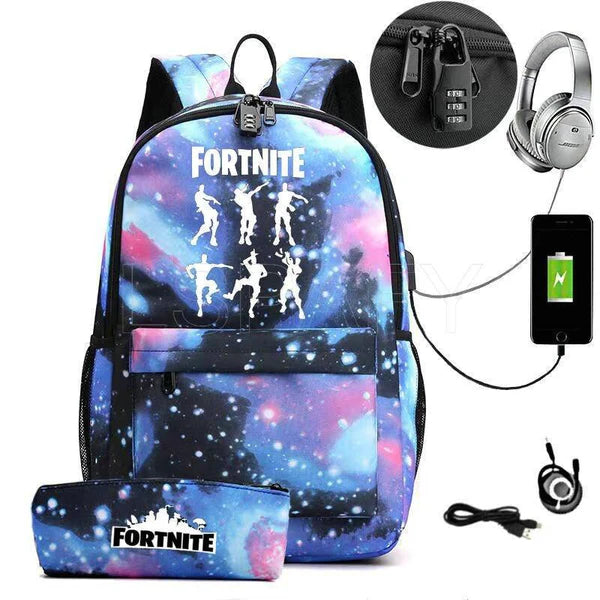 Mochila Infantil Senha Fortnite Dancinhas + Estojo de BRINDE - Aquarela