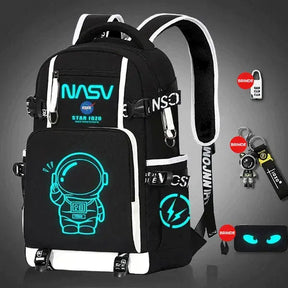 Mochila Escolar Astronauta Brilha no Escuro + BRINDE